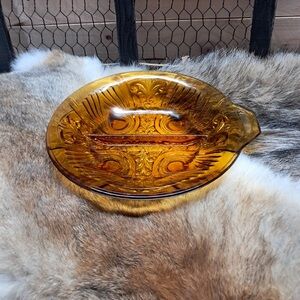 Indiana Amber Glass divided relish Plate